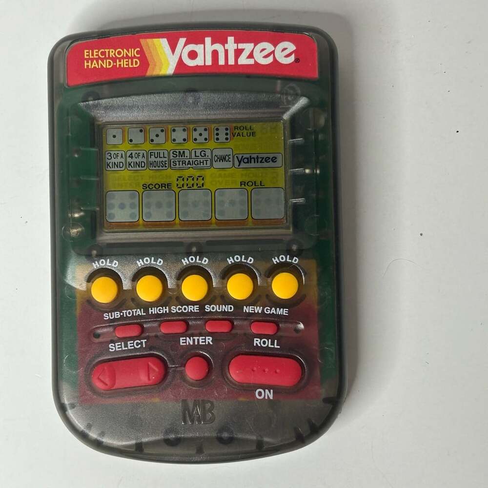 Vintage 1995 Milton Bradley MB Electronic Handheld Yahtzee Dice Game Clear Smoke
